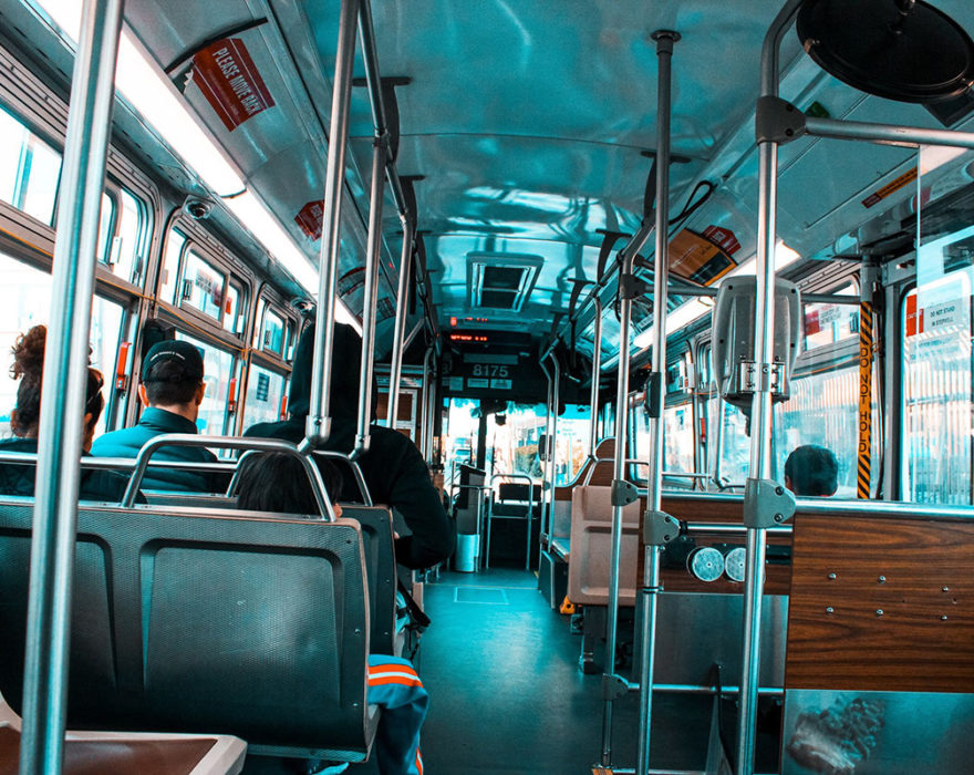 Interior view of a public bus